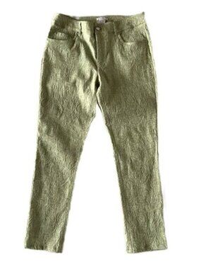 Eric Embossed Paisly Print Green Stretch Jean Pants Size 8